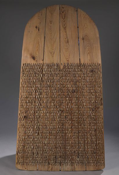 null TRIBULUM or sled to be depicked, made of four wooden boards covered with numerous...