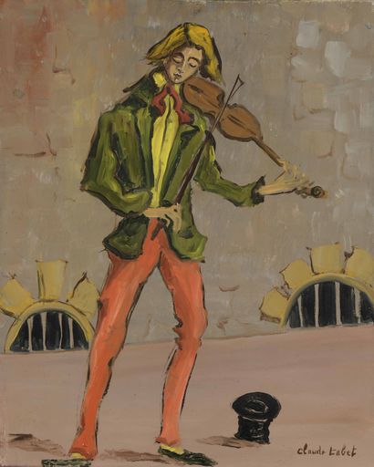 Claude TABET (1924-1979) 
Le Clown et le Musicien
Deux huiles sur toile, signées...