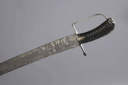 null Short SABRE, silver hilt with one branch and lion head pommel with Paris hallmark...