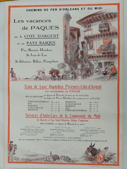 Albert ROBIDA Canvas poster. Chemins de fer d'Orléans et du Midi, Easter holidays...