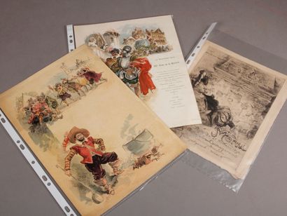 Albert ROBIDA Set of 25 illustrated menus, two of which are in colour, in a bind...