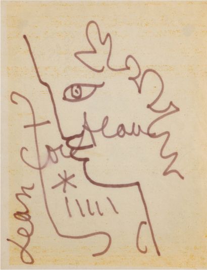 Jean COCTEAU (1889-1963) 
Profile of an Ephebe
Ink drawing on paper, signed.
27 x...