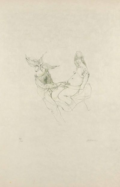 Hans BELLMER (1902-1975) 
Scène érotique
Eau-forte sur papier Japon, signée et numérotée...