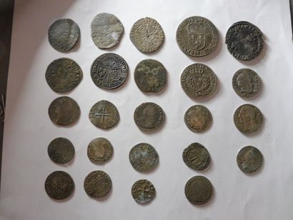 24 French silver PIECES, 17th and 18th c...