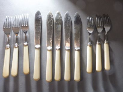 FIVE FISH CUTLERY and 1 FORK with ivory handle...
