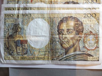 null 12 notes of 200F MONTESQUIEU (in used condition) and 2 notes of 50 pounds of...