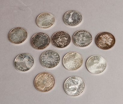 Lot of 13 PIECES of 100 Francs silver. Years...