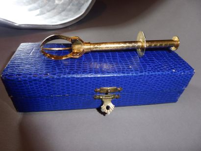 null SUGAR PENCIL in gilded metal, length 12,2 cm (in working condition) in its blue...