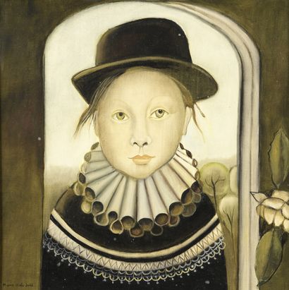 Marie Kate DAHL (XXe Siècle) Portrait de jeune fille au chapeau
Huile sur toile.
40...