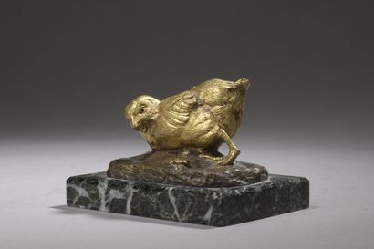D'après Alphonse Alexandre ARSON (1822-1882) Poussin
Petite épreuve en bronze, sur...
