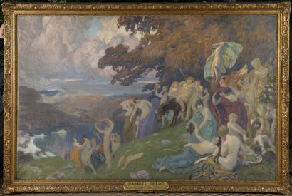 Gabriel DELUC (1883-1916) Bacchanale, l'ivresse de Bacchus Large oil on canvas, signed...