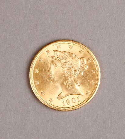 Une PIÈCE de 5 dollars US en or, 1901.