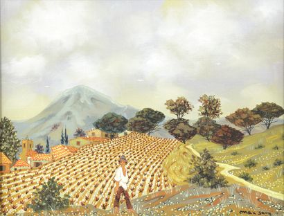 Max SAVY (1918-2010) Au pays de Virgile
Huile sur toile.
27 x 35 cm