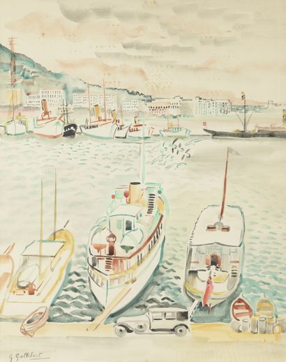 GENEVIÈVE MARIE GALLIBERT (1888-1978) 
Boat in the port



Watercolor, signed lower...
