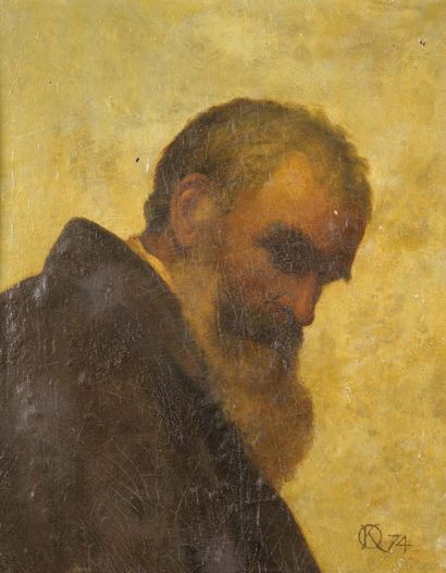 École du XIXe siècle Portrait d'homme barbu de profil
Huile sur toile marouflée sur...