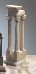 null - ELÉMENT D'ARCHITECTURE en albâtre représentant le temple de Vespasien dans...