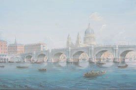 - Ecole ITALIENNE, fin XIXe-début XXe siècle Londres, pont sur la Tamise et cathédrale...