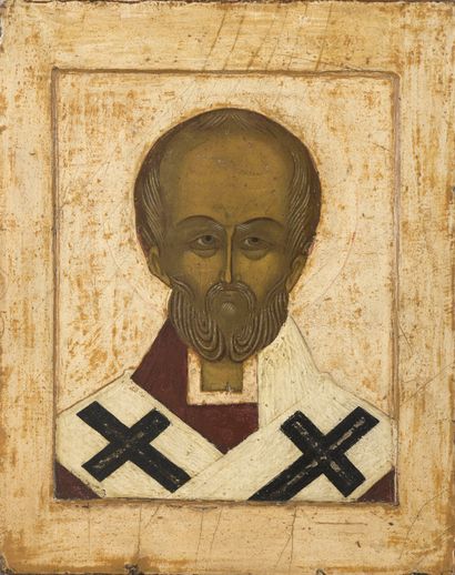 null ICÔNE DE SAINT NICOLAS Tempera et levkas sur bois. (Petits manques).
Russie,...