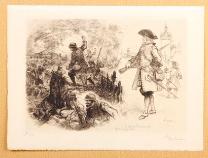 ROBIDA (Albert) Retrouvailles de Guerre, rapprochement (1918) ; in-folio (39 x 29...