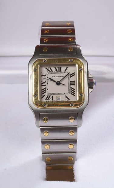 CARTIER Grand modèle Santos - Montre bracelet d'homme, le boitier carré et le bracelet...