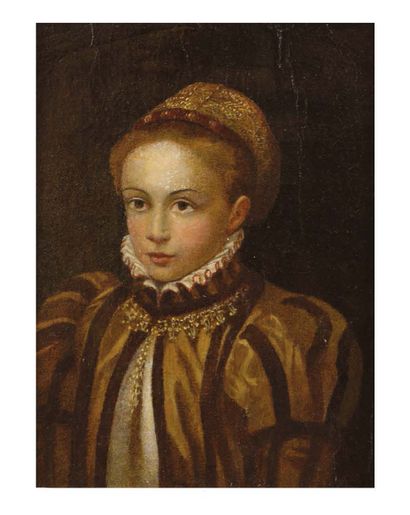 ANGUISSOLA Sofonisba (1535-1625) Ecole de Portrait de jeune princesse coiffée d'un...
