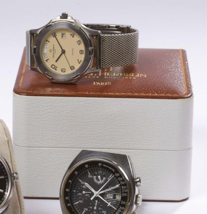 Michel HERBELIN Safari - Men's wristwatch, the round case and the woven ribbon strap...