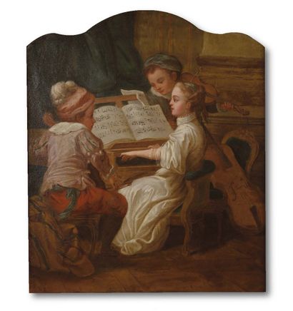 Carle van LOO (1705-1765) Ecole de Les jeunes musiciens ou La Musique
Huile sur toile...