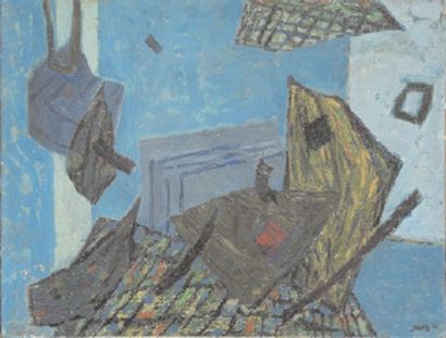 Henri GOETZ (1909-1989) Composition Sur sa toile d'origine. Signé et daté en bas...