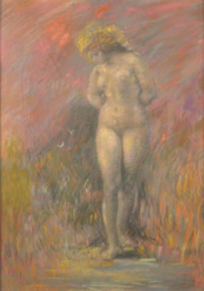 Henry de GROUX (1867-1930) Femme debout Pastel. Signé en bas à droite Henry de Groux....