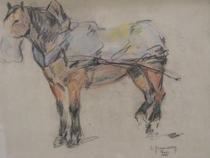 GRANOVSKY SAM (1889-1962) Le cheval de trait, 1925 Pastel signé en bas à droite....