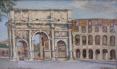 SEDRAC SERGE (1878-1974) Rome, l'Arc de Constantin, 1952 Huile sur toile, signée...