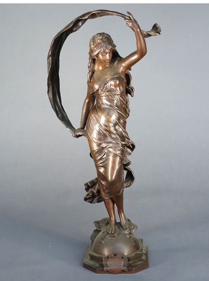  D’après Augustin MOREAU (1831-1893) 
L’Aurore 
Epreuve en bronze à patine brune,...