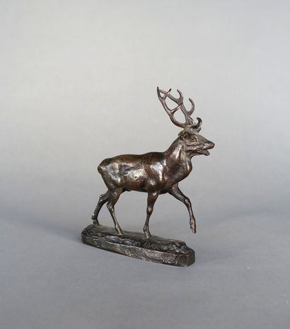 null D’après Antoine Louis BARYE (1796-1875)

Cerf

Epreuve en bronze à patine brune,...