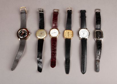 Lot of six men's metal wrist watches, including...