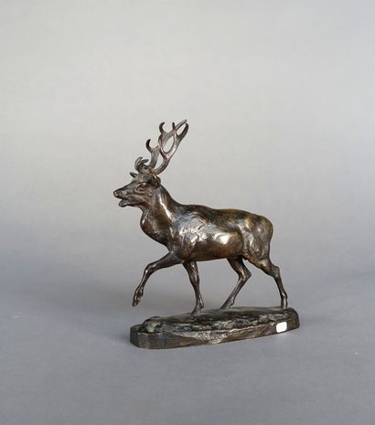 null After Antoine Louis BARYE (1796-1875)

Stag

Proof in bronze with brown patina,...