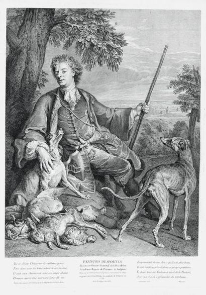 null DESPORTES (François), peintre du Roi (1661-1743), par JOULLAIN, 1733, d'après...