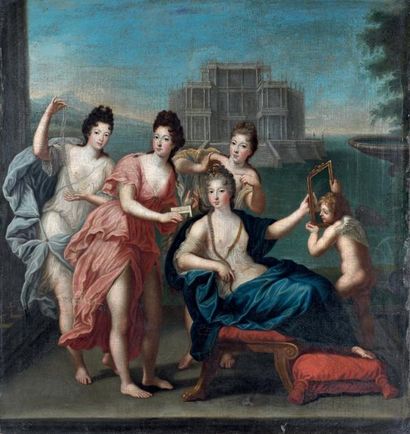 École FRANÇAISE vers 1680, entourage de Jean Cotelle Vénus et les nymphes Toile....