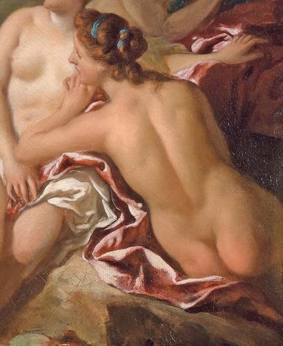 Jean François de TROY (1679 - 1752) Diane et Actéon Toile. (restaurations anciennes;...