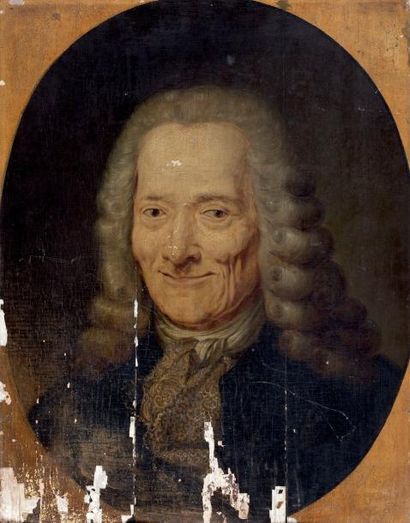 école fran çai se de la fin du XVIIIe siècle Portrait de Voltaire Panneau de chêne...