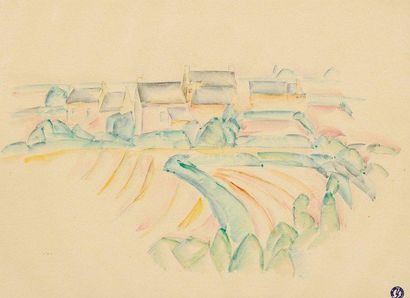 Léopold SURVAGE (1879-1968) Paysage Aquarelle porte le cachet de l'atelier en bas...