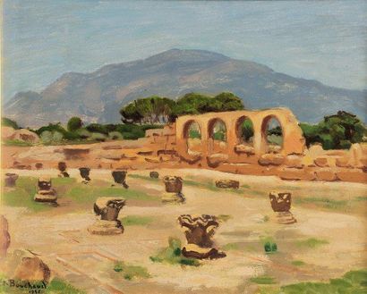 Etienne BOUCHAUD (1918-1989) Ruines de Tiapasa, Alger Huile, signée et datée 52 x...