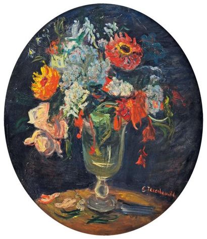 Constantin Andreevich TERECHKOVITCH (1902-1978) Bouquet de fleurs Huile sur toile...