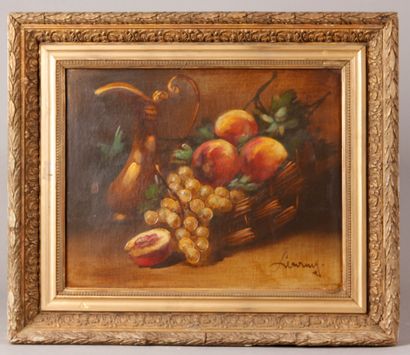  LENRMY (XXth century). 
Still life with fruits 
Oil on canvas, signed lower right...