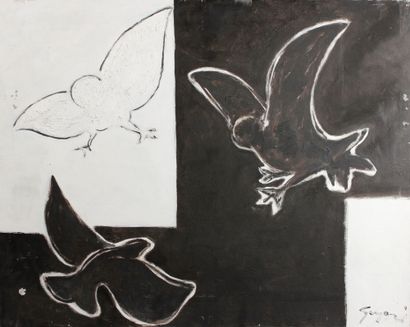 null Gino GREGORI (1906-1973)

Oiseaux sur fond blanc et noir

Huile sur toile, signée...