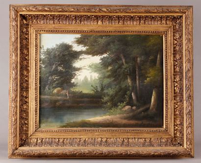 null L.ULRICH (Fin XIXe)

Rêveur au bord d’un étang

Huile sur toile, signée en bas...