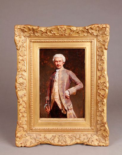  BADIN Jules (Paris 1843-Beauvais 1919) 
Portrait d’homme en costume du XVIIIe siècle...