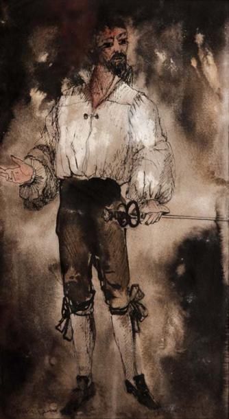 WAKHEVITCH (Georges). (1907-1984) Maquette originale de costume, au lavis signe et...