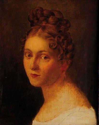 GÉRARD Francois (1770-1837), ecole de Portrait de femme à la chevelure brune (etude)....
