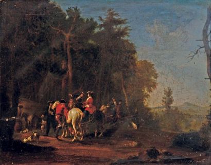 BRASCH Wenzel Ignaz (1708-1761) Le Départ pour la chasse La Halte des chasseurs Paire...
