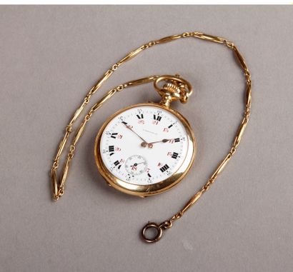 null Yellow gold GOUSSET WATCH, the reverse side engraved
RRG, the white enameled...